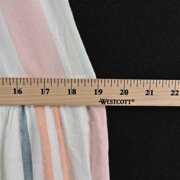 Rails Capri Melon Stripe Tiered Midi Dress Size XS Linen Pastel Cottagecore Boho - Picture 6 of 14